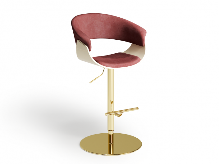 Gold plated bar stool in Nubuck leather